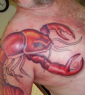 Large red lobster tattoo