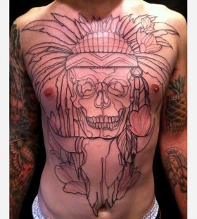 Large skull tattoo by Amanda Leadman