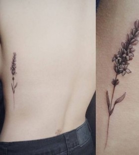 Lavander on ribcage flower tattoo