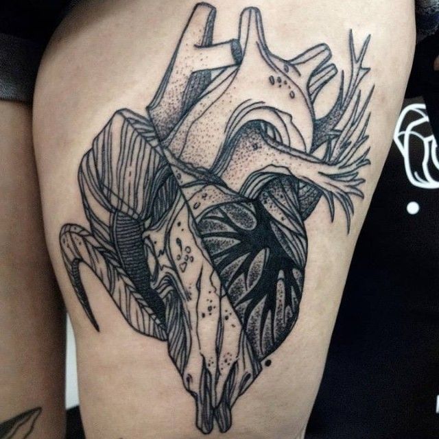Leg tattoo by Michele Zingales