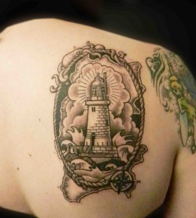 Lighthouse frame back tattoo