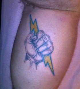 Lightning bolt in a hand tattoo