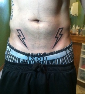 Lightning bolt stomach tattoo