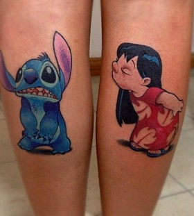 Lilo and Stitch leg tattoos