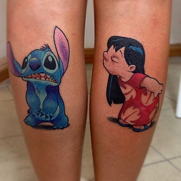 Lilo and Stitch leg tattoos