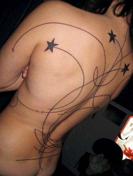 Lines and stars tattoo by Yann Black