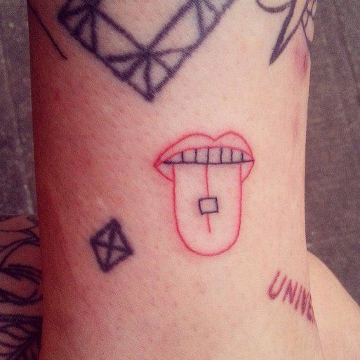 Lips and tongue tattoo