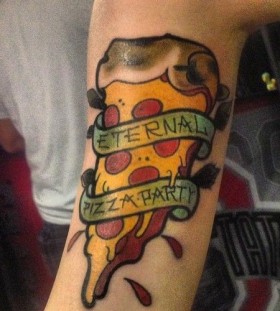 Looking delicous pizza tattoo
