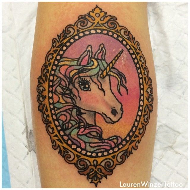 Lovel unicorn tattoo by lauren winzer