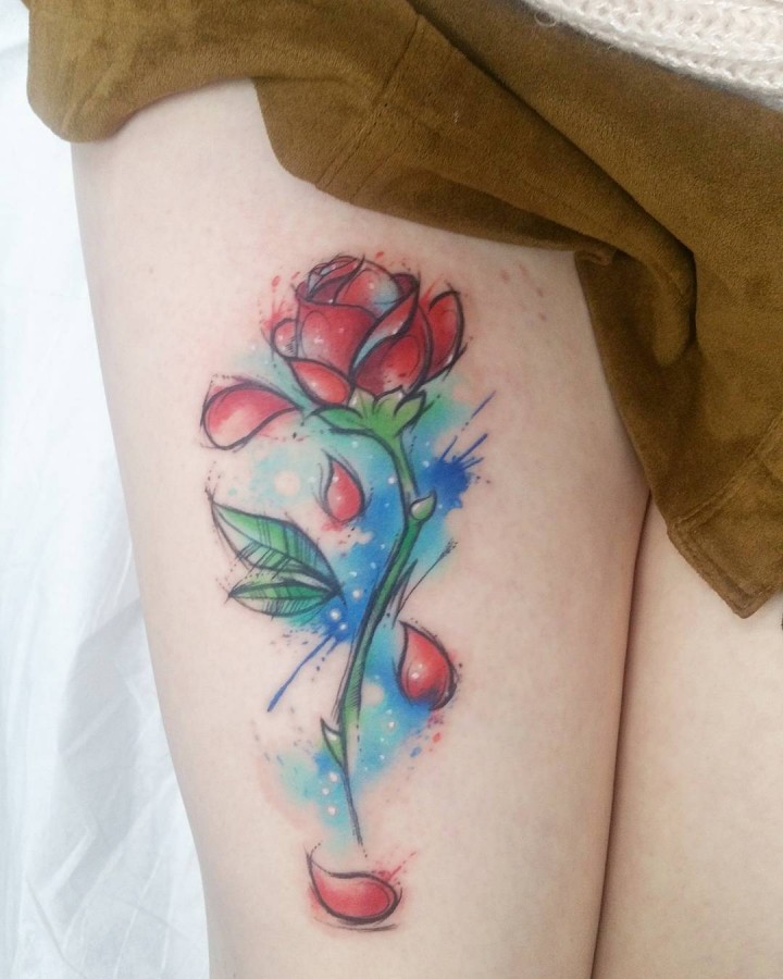 lovely-beauty-and-the-beast-rose-tattoo-by-josie-sexton