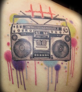 Lovely boombox back tattoo
