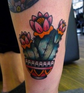 Lovely cactus leg tattoo