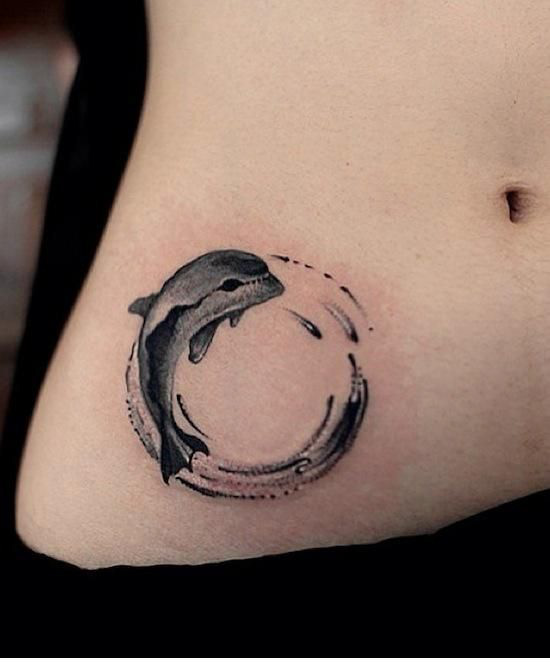 Lovely dolphin tattoo by Chen Jie