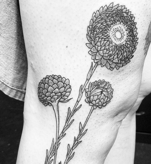 Lovely flowers leg tattoo
