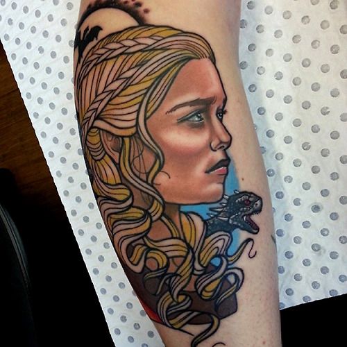 Lovely girl tattoo by Drew Shallis