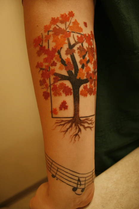 Lovely maple tree tattoo