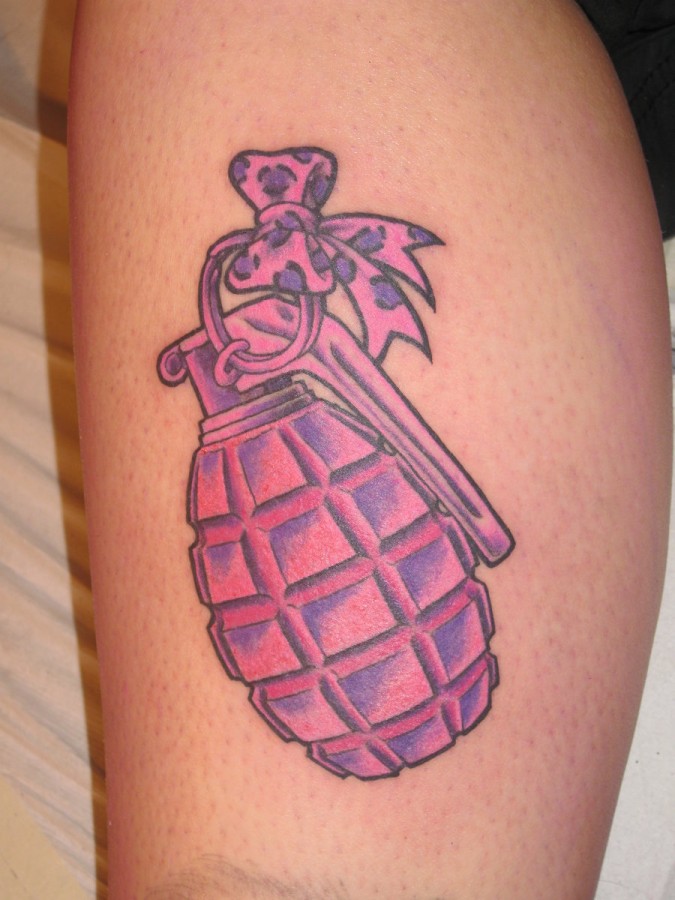 Lovely pink grenade tattoo
