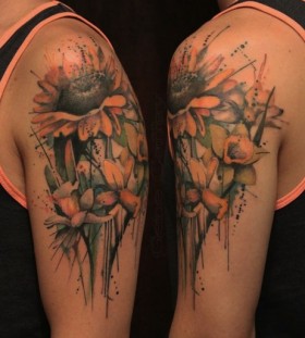 Lovely sunflowers arm tattoo