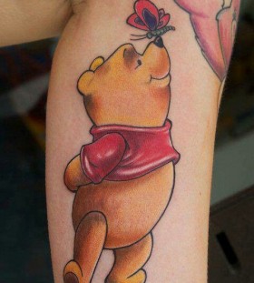 Lovely winnie the pooh leg tattoo