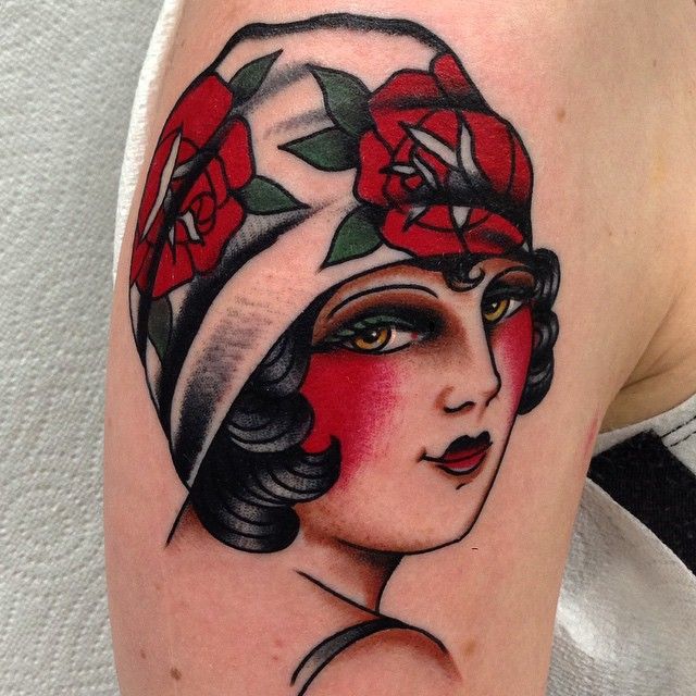 Lovely woman tattoo by Nick Oaks