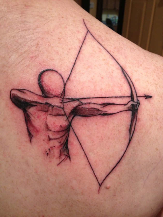 Man with bow and arrow tattoo