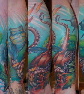 Many ocean creatures tattoo
