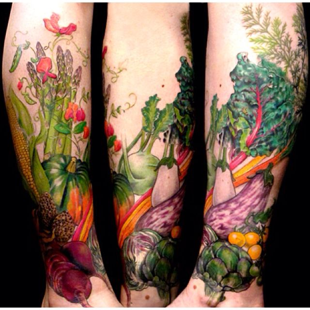Many vegetables tattoo by Esther Garcia
