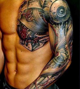 Mechanical full arm tattoo