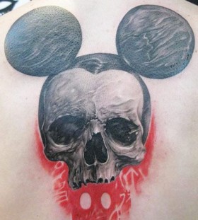 Mickey mouse skull tattoo by Elvin Yong