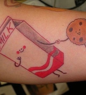 Milk and biscuit food tattoo