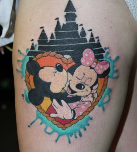 Minnie and Mickey and Disney's castle tattoo