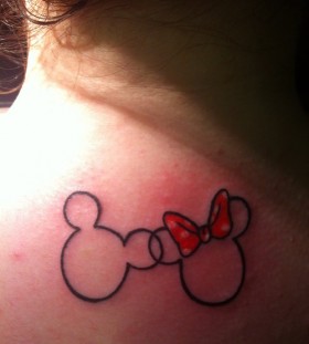 Minnie and Mickey's head tattoos