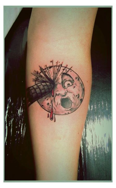 Moon and rocket tattoo by Tyago Compiani