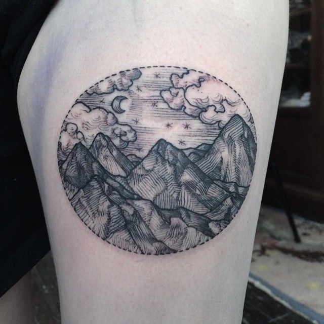Mountains tattoo by Rachel Hauer