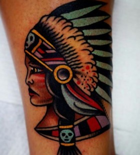 Native American woman tattoo by Charley Gerardin