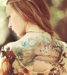 Nature picture lovely watercolor tattoo