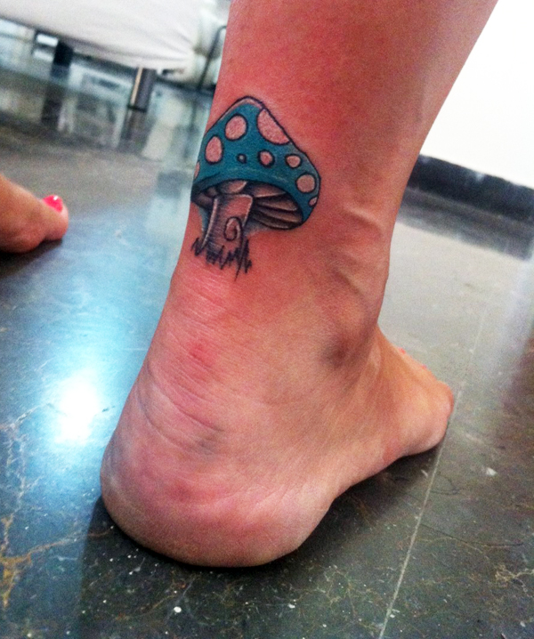 Nice blue mushroom tattoo