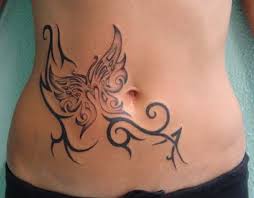 Nice butterfly stomach tattoo