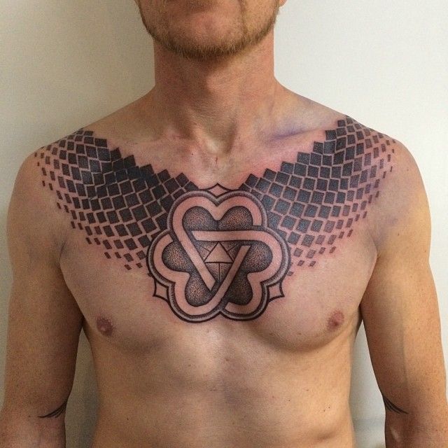 Nice chest tattoo by Gerhard Wiesbeck