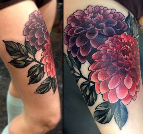 Nice flowers tattoo by Amanda Leadman