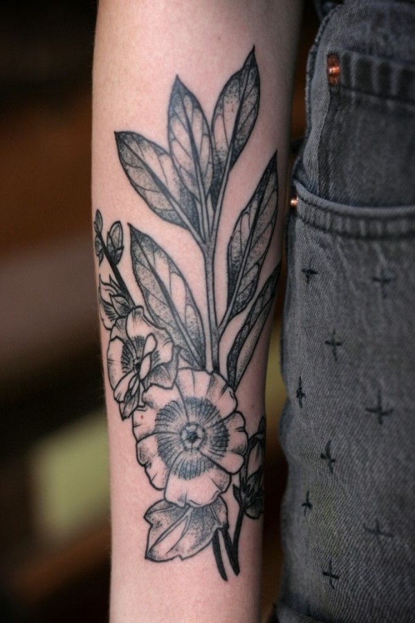 Nice flowers tattoo by Kirsten Holliday