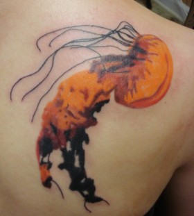 Nice jellyfish back tattoo