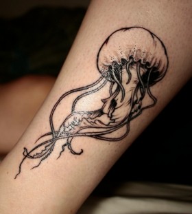 Nice jellyfish leg tattoo