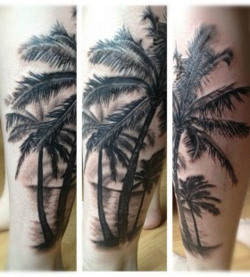 Nice palm tree leg tattoo