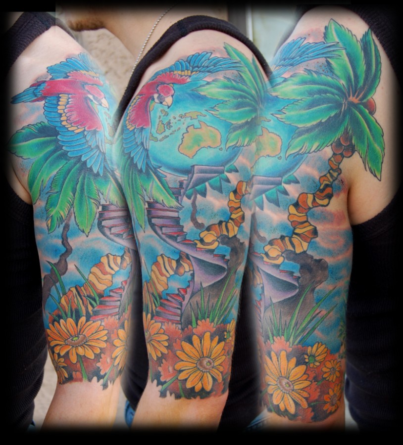 Nice parrot tattoo design