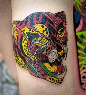 Nice puma tattoo by Dase Roman Sherbakov