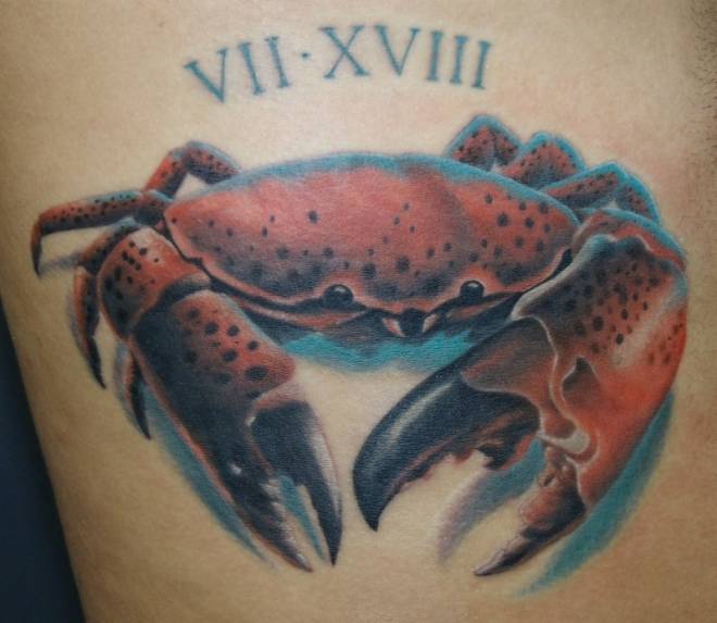 Nice red crab tattoo