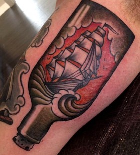 Nice ship in a bottle tattoo