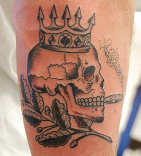 Nice smoking skull tattoo