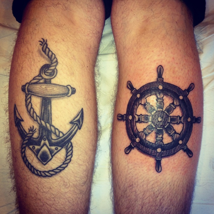 Nice wheel and anchor tattoos